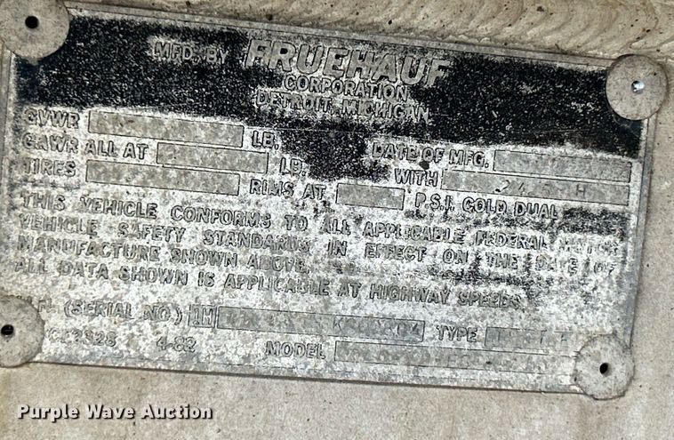 image for item NQ9820 1987 Fruehauf  tank trailer