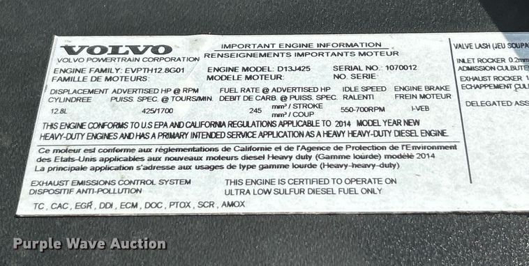 image for item NQ9863 2015 Volvo VNL  semi truck