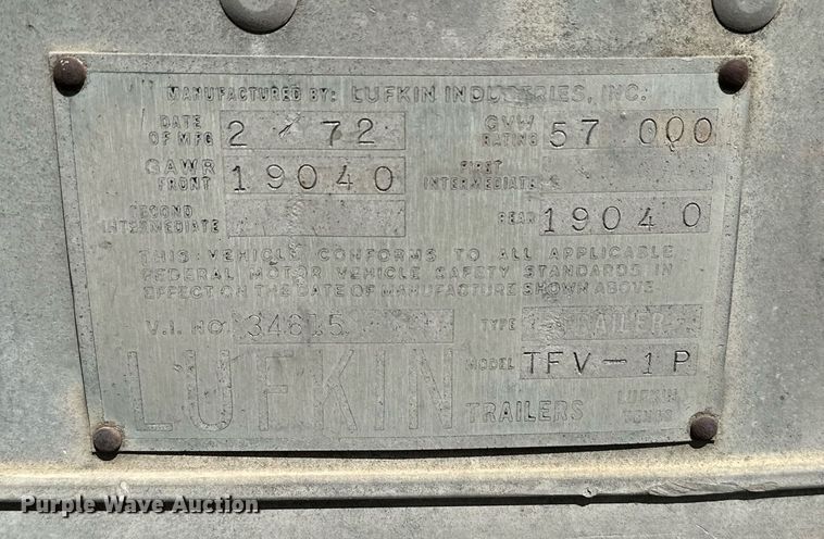image for item NX9707 1972 Lufkin TFV-1P  dry van trailer