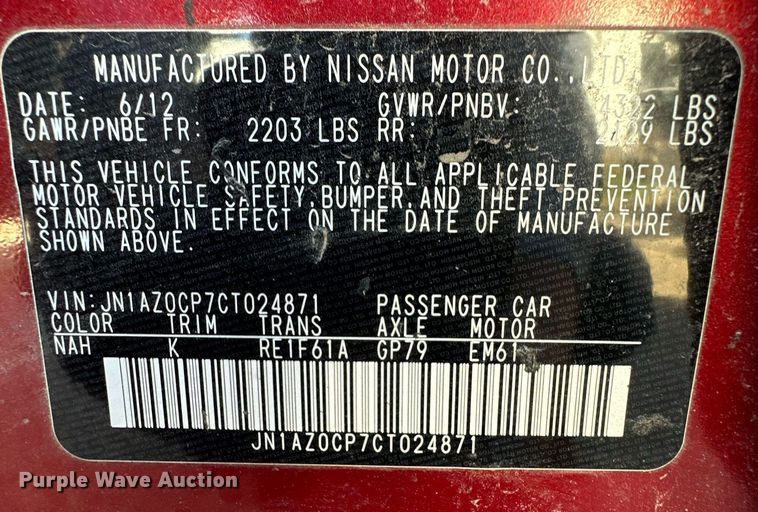 image for item DH1848 2012 Nissan Leaf