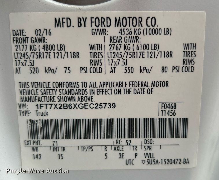 image for item DJ6332 2016 Ford F250 Super Duty  SuperCab pickup truck