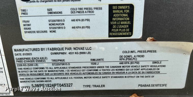 image for item DJ6334 2023 Novae  enclosed cargo trailer