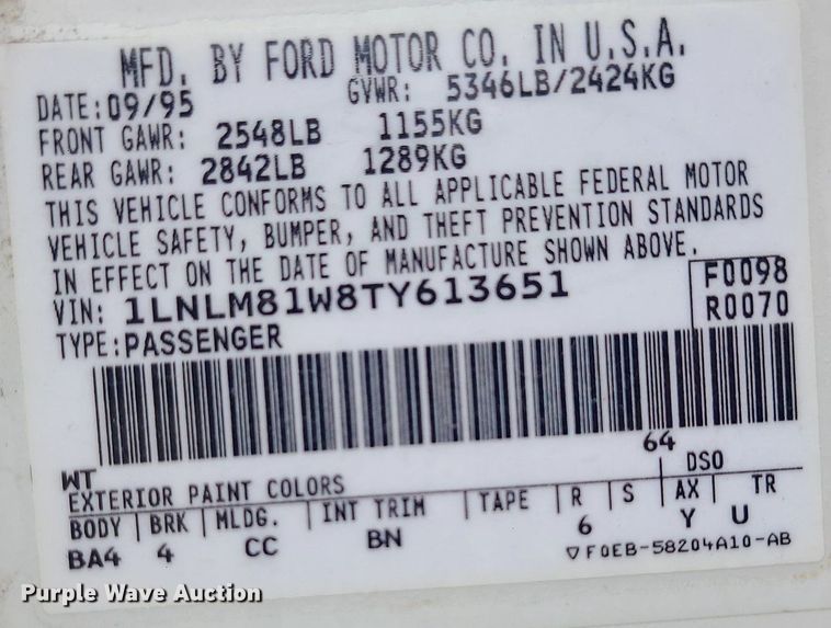 image for item DK4093 1996 Lincoln Town Car