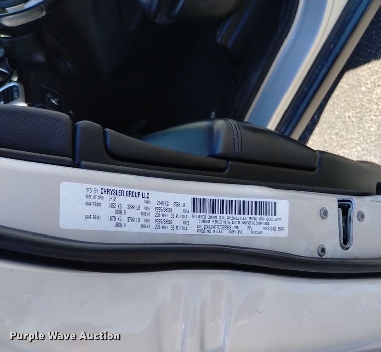 image for item DK8825 2012 Jeep Grand Cherokee  SUV