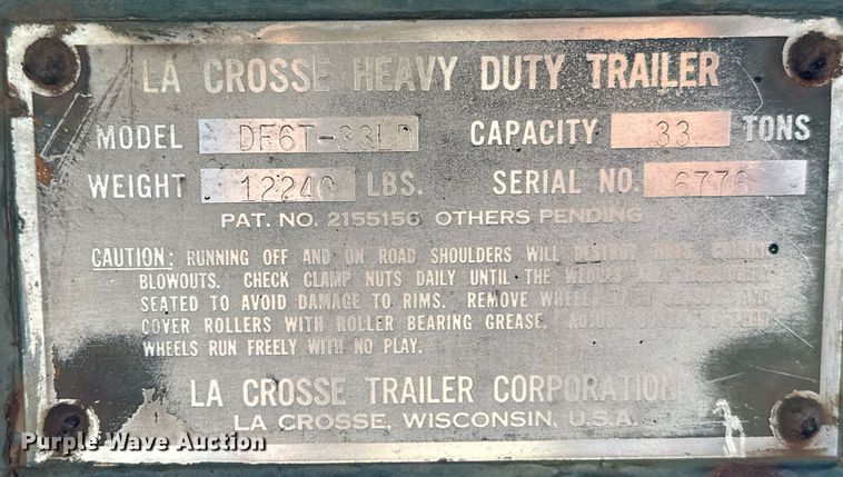 image for item DM6478 1950 Lacrosse DF6T-33LD  equipment trailer