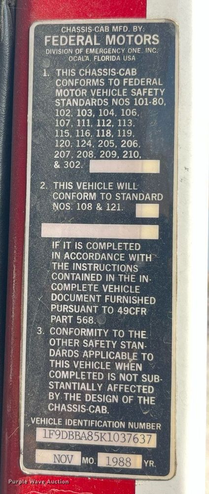 image for item DP2062 1989 Federal Motors  ladder fire truck