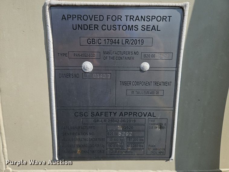 image for item DP2387 2020  PAN-45G2-EOD shipping container