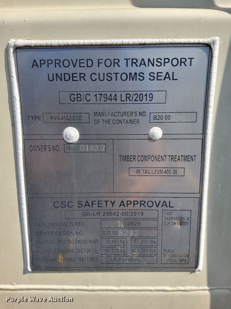 image for item DP2387 2020  PAN-45G2-EOD shipping container