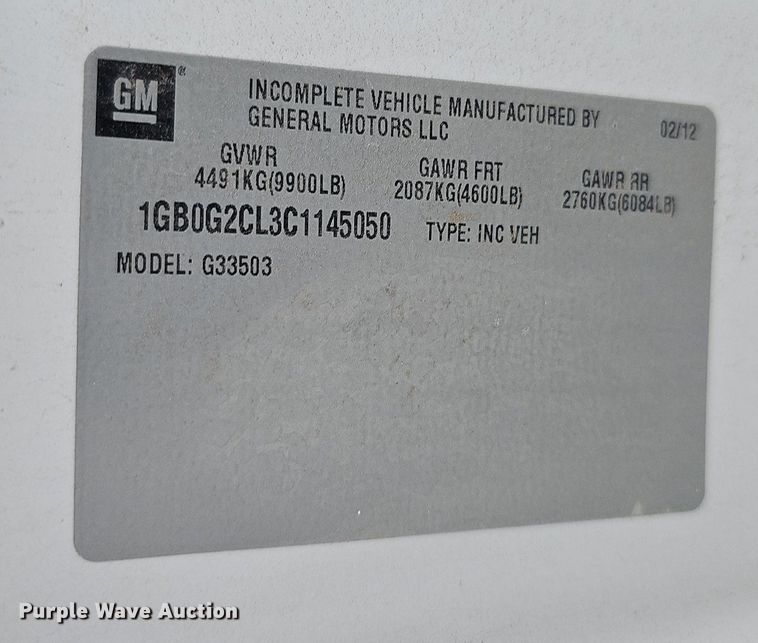 image for item DQ1152 2012 Chevrolet Express 3500  van