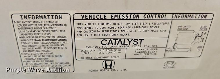 image for item DQ1155 2007 Honda Odyssey  van