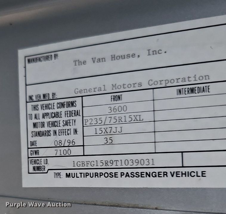 image for item DQ1157 1996 Chevrolet 1500 Mystic Edition  van