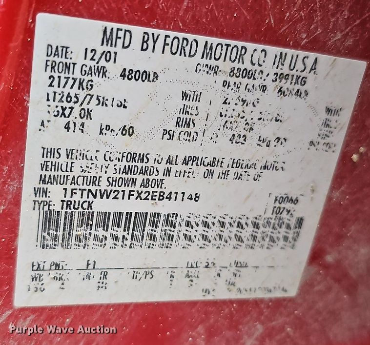 image for item DQ1163 2002 Ford F250 Super Duty Lariat  Crew Cab pickup truck