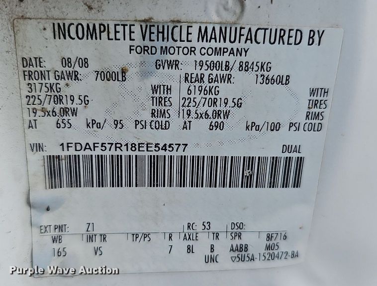 image for item DQ1165 2008 Ford F550 Super Duty  dump truck