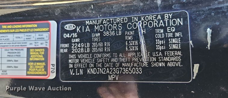 image for item DQ1197 2016 Kia Soul