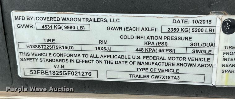 image for item DQ1429 2016 Covered Wagon  enclosed cargo trailer