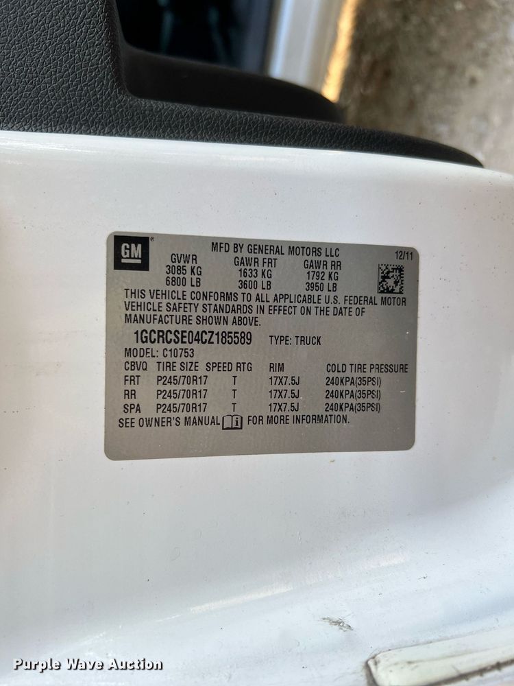 image for item DQ2214 2012 Chevrolet Silverado 1500  Ext. Cab pickup truck