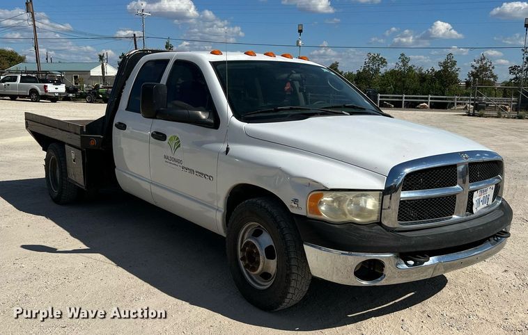 image for item DQ2215 2005 Dodge Ram 3500  Quad Cab flatbed pickup truck