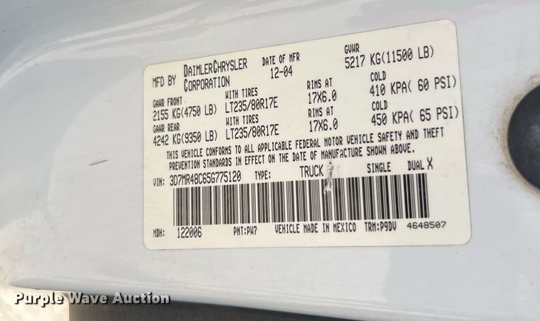 image for item DQ2215 2005 Dodge Ram 3500  Quad Cab flatbed pickup truck