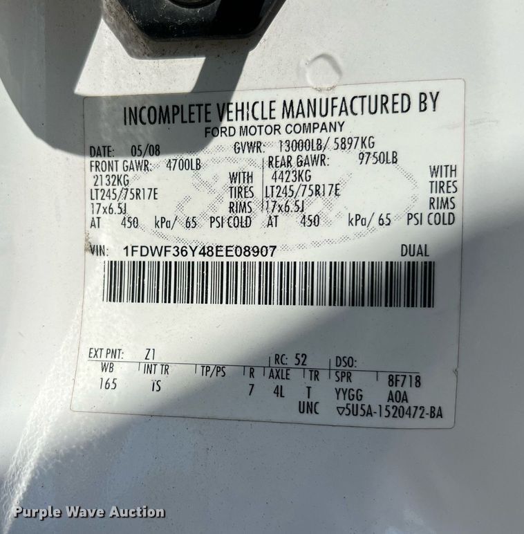 image for item DQ2219 2008 Ford F350 Super Duty  dump bed pickup truck