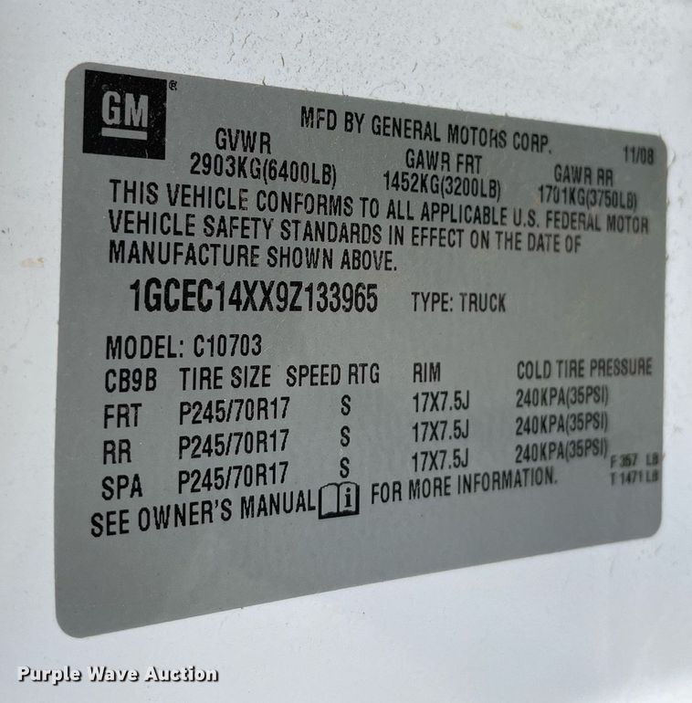 image for item DQ2931 2009 Chevrolet Silverado 1500  pickup truck