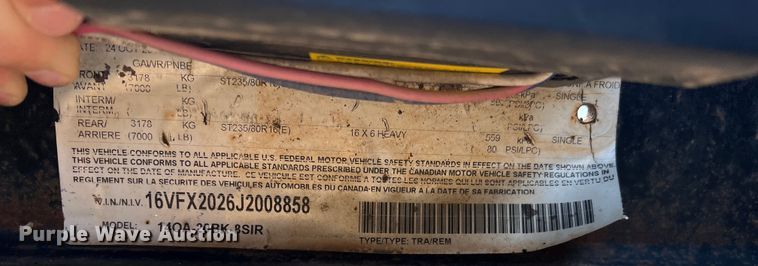 image for item DS2381 2018 Big Tex 140A-20BK-8SIR  equipment trailer