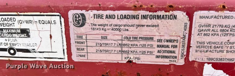 image for item DS2405 2010 Brooks Brothers 4RT-383-15KE  reel trailer