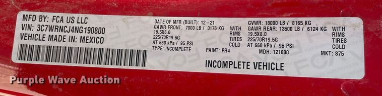 image for item HN9944 2022 Dodge Ram 5500HD  rollback truck