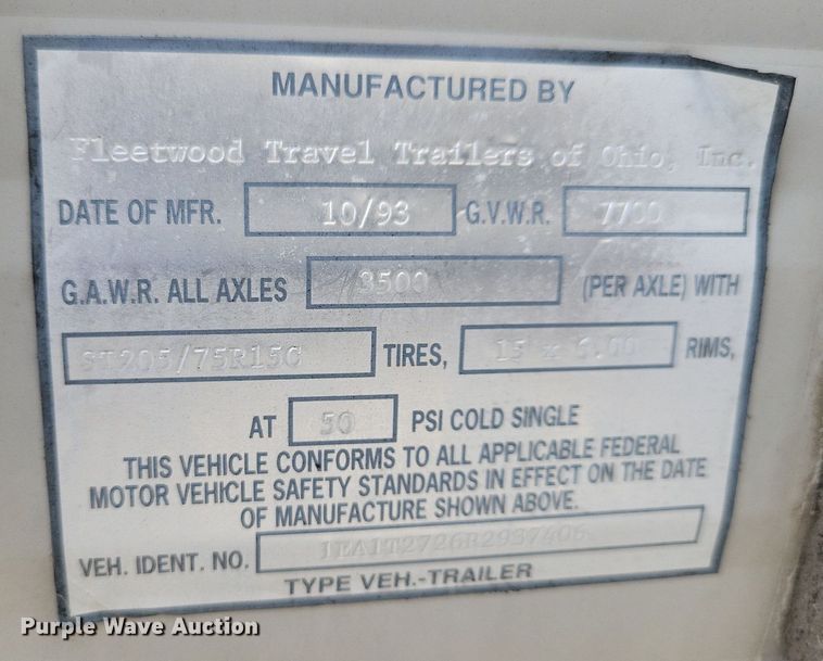 image for item IQ9936 1994 Fleetwood Terry  camper