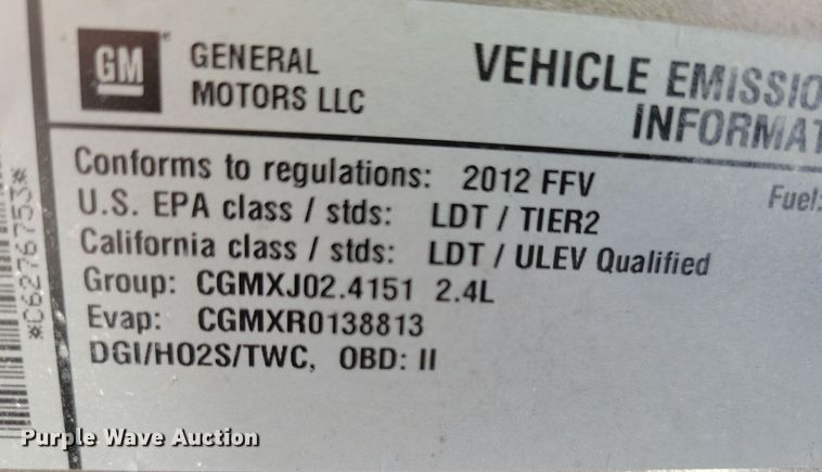 image for item IQ9938 2012 Chevrolet Equinox LT  SUV