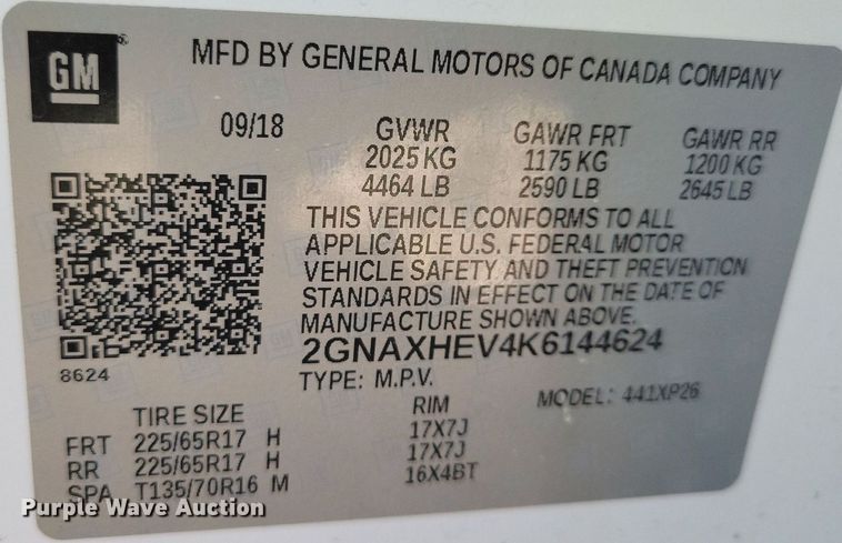 image for item IQ9939 2019 Chevrolet Equinox  SUV