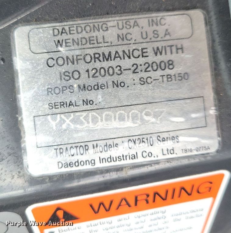 image for item IQ9954 Kioti CX2510  MFWD tractor