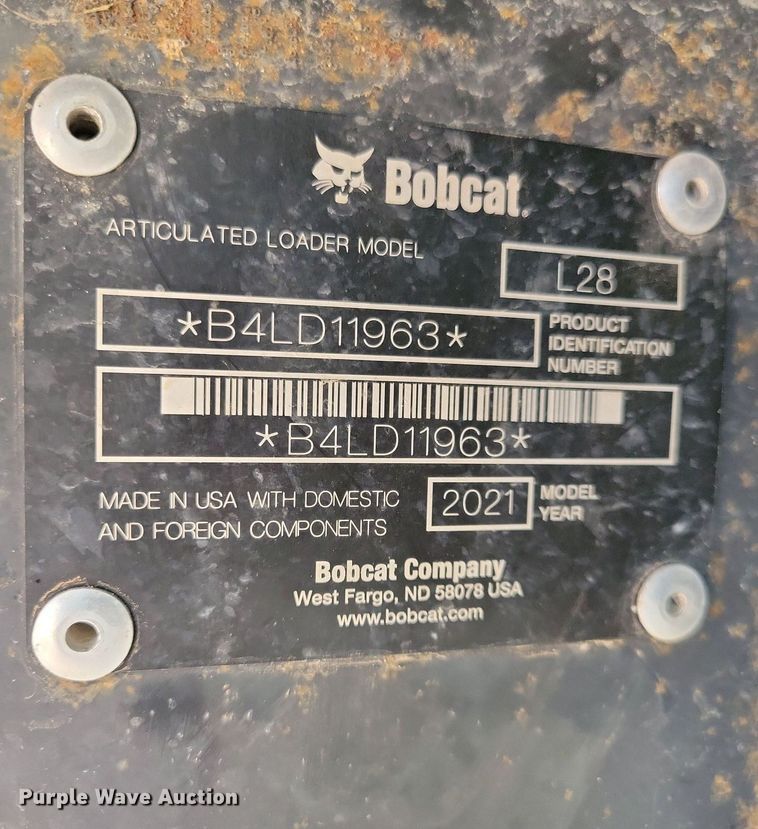 image for item IQ9957 2021 Bobcat L28  compact wheel loader