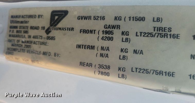 image for item IQ9964 2005 Ford E350 Super Duty  box truck