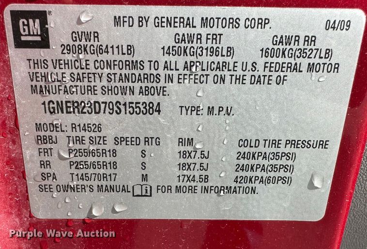 image for item JD9044 2009 Chevrolet Traverse  SUV