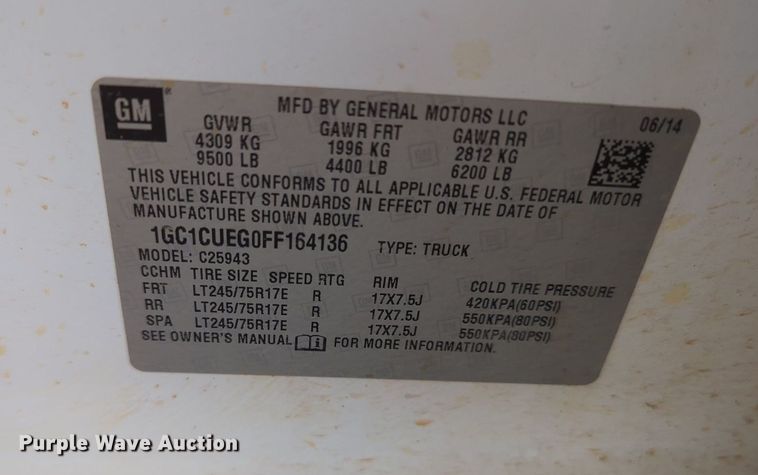 image for item KB9373 2015 Chevrolet Silverado 2500HD Crew Cab pickup truck