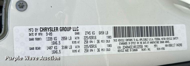 image for item KT9349 2010 Dodge Grand Caravan  handicap accessible van