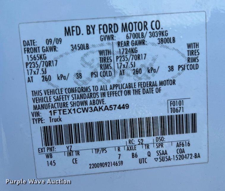 image for item LF9490 2010 Ford F150  SuperCab pickup truck