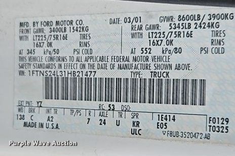 image for item LM9145 2001 Ford E250  handicap accessible van