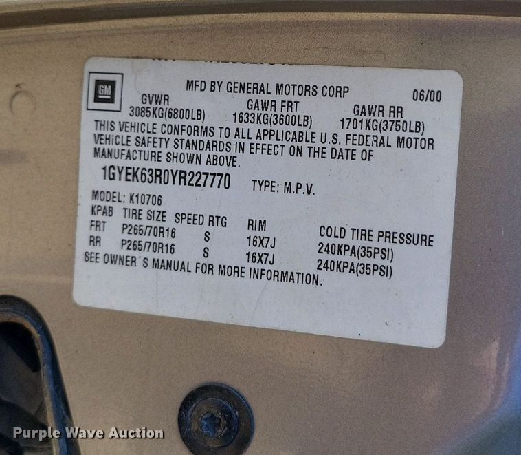 image for item LS9743 2000 Cadillac Escalade  SUV