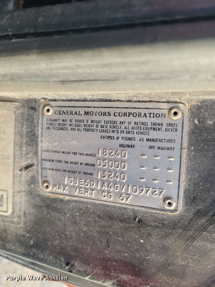 image for item LS9770 1986 Chevrolet C60  dump flatbed truck