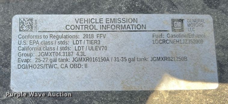 image for item LU9789 2018 Chevrolet Silverado 1500  Double Cab pickup truck