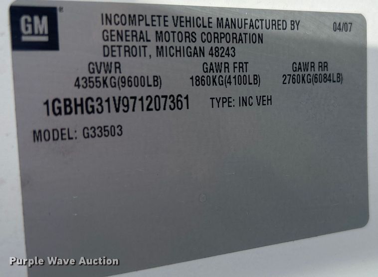 image for item LV9085 2007  Chevrolet Express 3500 Cargo  school bus