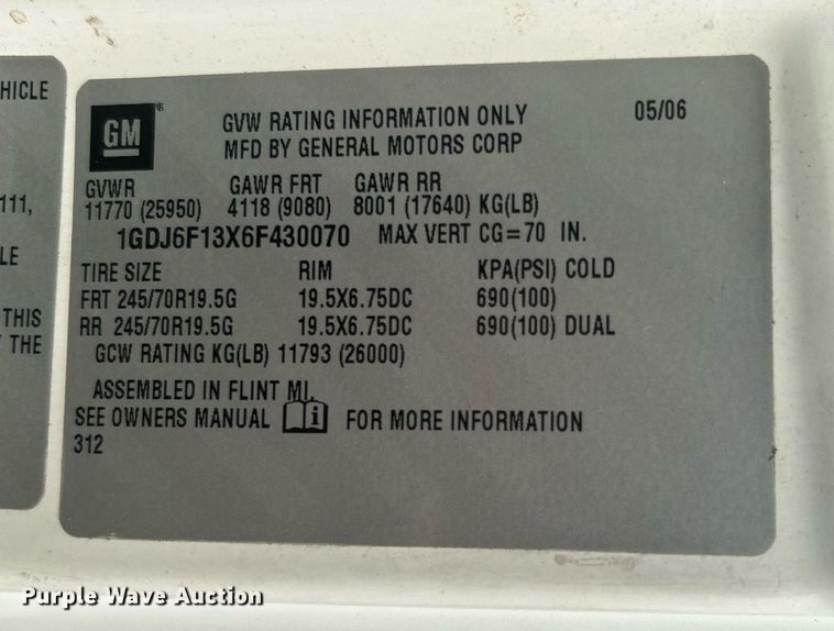 image for item LV9086 2006 GMC T6500  flatbed truck