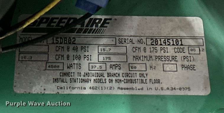 image for item LV9093 Speed Aire 15D802  welder/generator