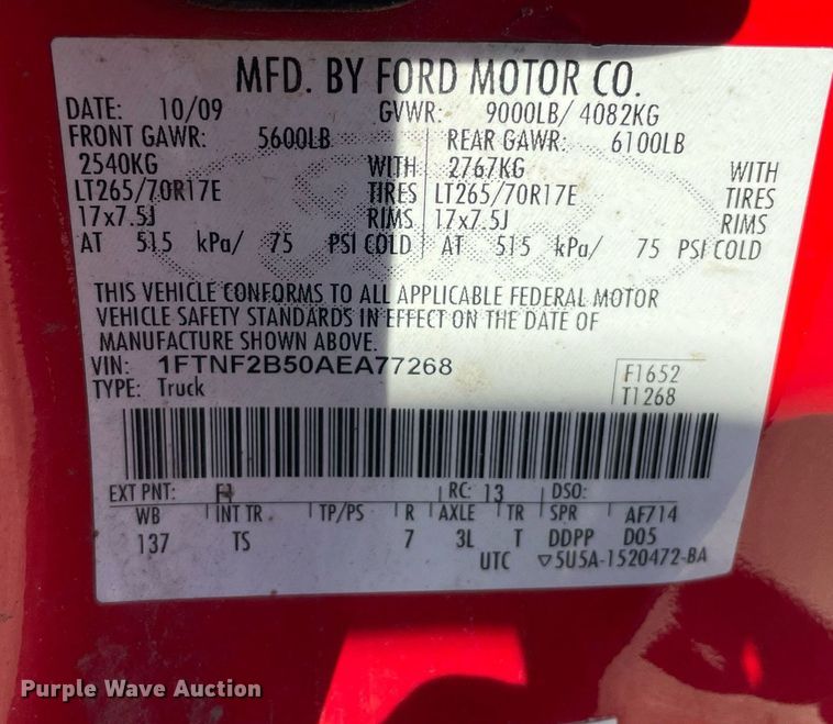 image for item LV9894 2010 Ford F250 Super Duty XL  pickup truck