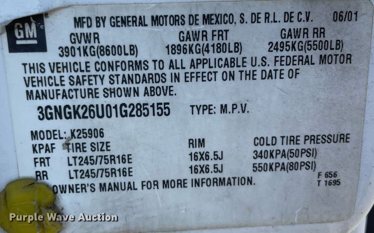 image for item LV9898 2001  Chevrolet Suburban  SUV