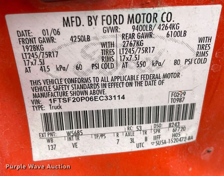 image for item LV9905 2006 Ford F250 Super Duty  pickup truck