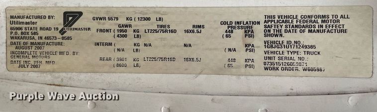 image for item LV9906 2007 Chevrolet Express G3500  utility van