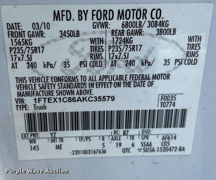 image for item LV9908 2010 Ford F150 XLT  SuperCab pickup truck