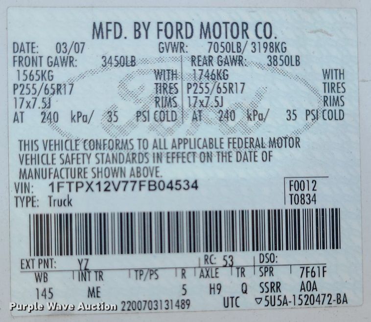 image for item MG9754 2007 Ford F150  SuperCab pickup truck
